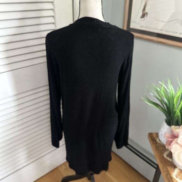REFORMATION Sweater Dress Womens Medium Black Long Sleeve Shift Ribbed Knit - Picture 5 of 12